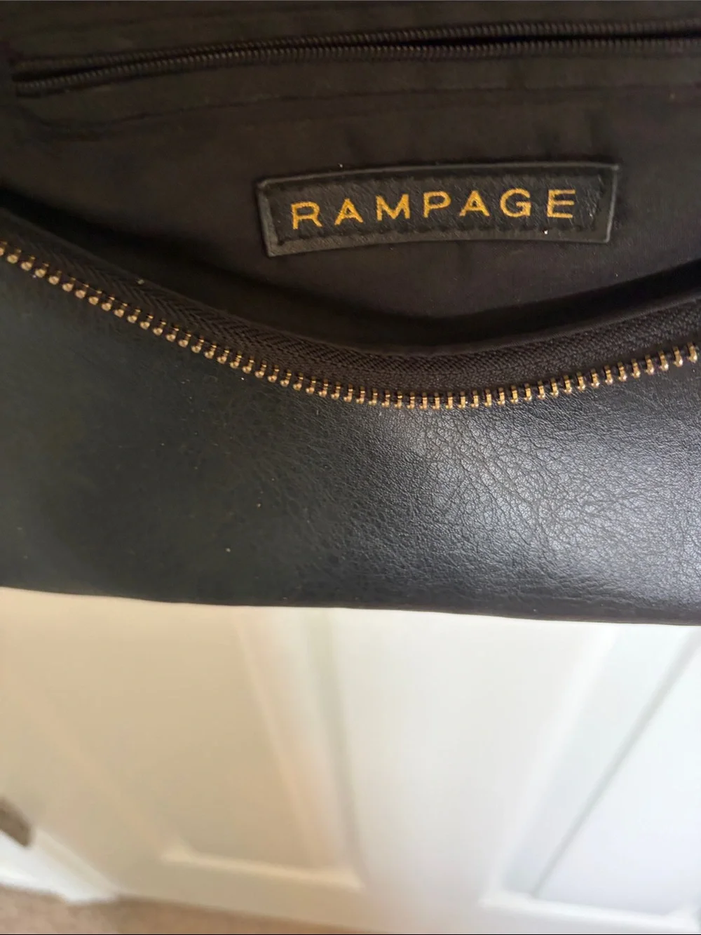 Rampage Black Quilted Flap Crossbody with Gold Chain Strap